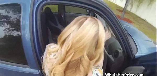  Parking lot blowjob for money done by perky blonde